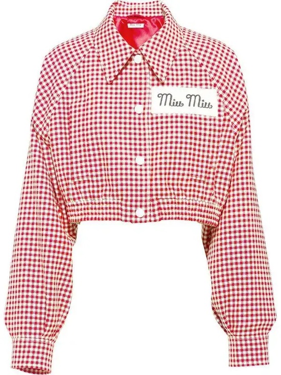 Miu Miu Jackets & Blazers - Miu Miu Gingham-Check Red Cropped Jacket